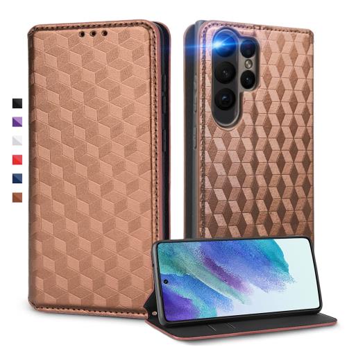 UnivoColors Galaxy S23 Ultra (SC-52D/SCG20) 手帳型ケース 高級合皮 カード収納 マグネット開閉 スタンド機能 ストラップホール付き TPUソフトバンパー 全面保護 カメラ保護 衝撃吸収 ビジネス おしゃれ カバー(ブラウン)