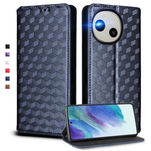 UnivoColors SHARP AQUOS R9 (SH-51E) 手帳型ケース 高級合皮 カード収納 マグネット開閉 スタンド機能 ストラップホール付き TPUソフトバンパー 全面保護 カメラ保護 衝撃吸収 ビジネス おしゃれ カバー(ブルー)