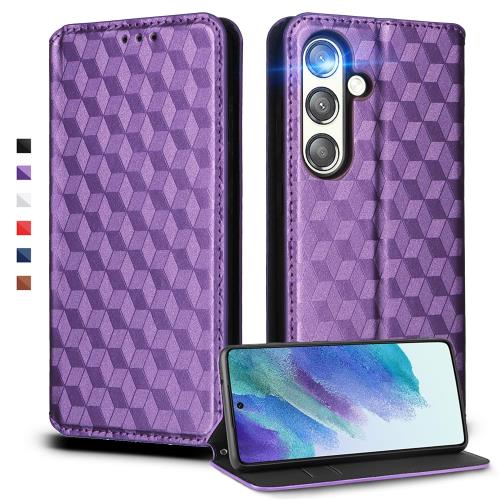 UnivoColors Galaxy S24 (SC-51E/SCG25) 手帳型ケース 高級合皮 カード収納 マグネット開閉 スタンド機能 ストラップホール付き TPUソフトバンパー 全面保護 カメラ保護 衝撃吸収 ビジネス おしゃれ カバー(ムラサキ)