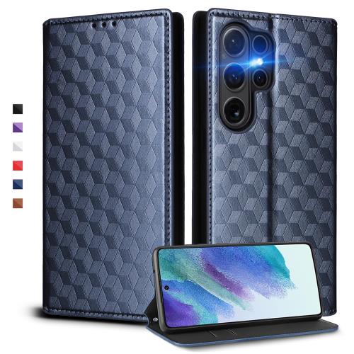 UnivoColors Galaxy S24 Ultra (SC-52E/SCG26) 手帳型ケース 高級合皮 カード収納 マグネット開閉 スタンド機能 ストラップホール付き TPUソフトバンパー 全面保護 カメラ保護 衝撃吸収 ビジネス おしゃれ カバー(ブルー) N