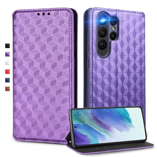 UnivoColors Galaxy S23 Ultra (SC-52D/SCG20) 手帳型ケース 高級合皮 カード収納 マグネット開閉 スタンド機能 ストラップホール付き TPUソフトバンパー 全面保護 カメラ保護 衝撃吸収 ビジネス おしゃれ カバー(ムラサキ) N