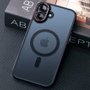 革新一体レンズ保護・Magsafe対応JUESHITUO iPhone 16 用 ケース 人気 マグネット搭載 SGS認証 米軍規格 耐衝撃 マット感 黄ばみなし ストラップホール付き ワイアレス充電対応 半透明 6.1インチ ブラック