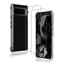 seninhi 対応 Google Pixel 9 Pro ケース 2+1枚セット:pixel9proケースx1 + ガラスフィルムx2 クリア TPU 米軍MIL規格 黄ばみ防止 散熱加工 高透過率 全面保護 9H硬度 耐衝撃 指紋防止 ピクセル9 プロ 用 カバー ガラス 保護フィルム BSP9PRO2M1K