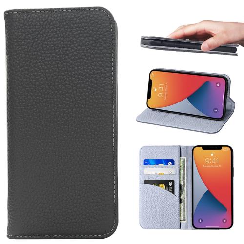 iPhone 13 Pro ケース 手帳型 カバー 本革 耐衝撃 保護 ケース 内蔵マグネッ RFIDト 財布型 携帯カバー カードポケット スタンド機能 NanHou - ダークグレ/ライトグレー