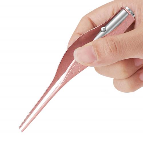 DFsucces LEDライト付き耳かき ピンセット 耳掃除 子供用 極細先端 ステンレス製 ピンセットタイプ ミ..