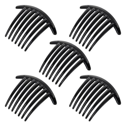 YFFSFDC 髪飾り 夜会巻き 7枚歯 ヘアアクセサリー 夜会巻き 髪飾り プラコーム 簡単 ヘアアレンジ 5個セット ブラック