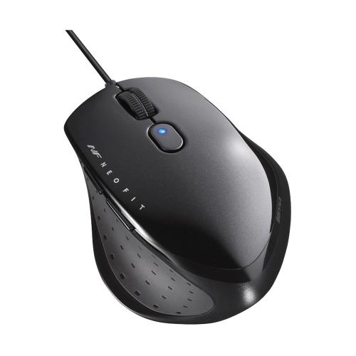 バッファロー BUFFALO 有線 BlueLED 5ボタン ネオフィットマウス Mサイズ ブラック BSMBU515MBK