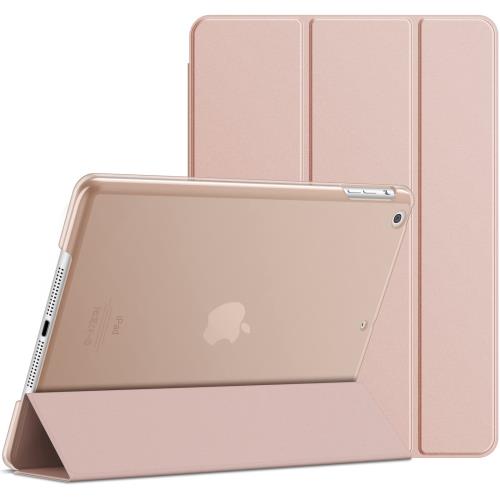 JETech iPad Air ケース (第1世代) レザー 三つ折スタンド オートスリープ機能 スマートカバー (ローズゴールド)