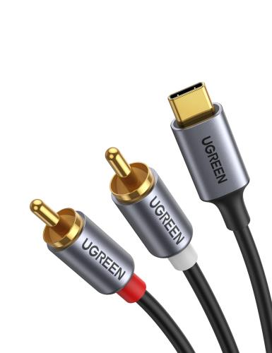 UGREEN USB-C to 2RCA 変換 オーディオケーブル 赤/白 DACチップ搭載 HiF ...