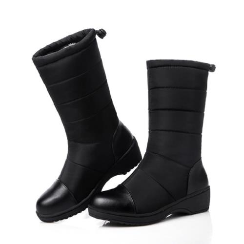 [Hanani] ブーツ レディース スノーブーツ長靴 フィッシングブーツ 防水 厚底 防寒靴 冬 超軽量 滑り止め ダウンブーツ 大きいサイズ ブラック 24.5cm