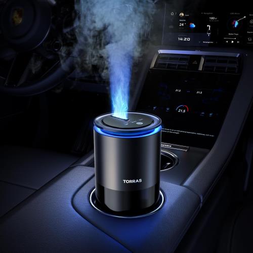 TORRAS 車 アロマディフューザー ホワイトムスク 詰まりにくい特許大噴霧口・雰囲気ライト・自動ON/OFF..