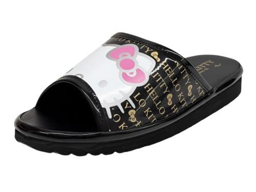 [サンリオ] ハローキティ サンダル レディース スリッパ SA4251 (ブラック/ゴールド, 24.0(L))