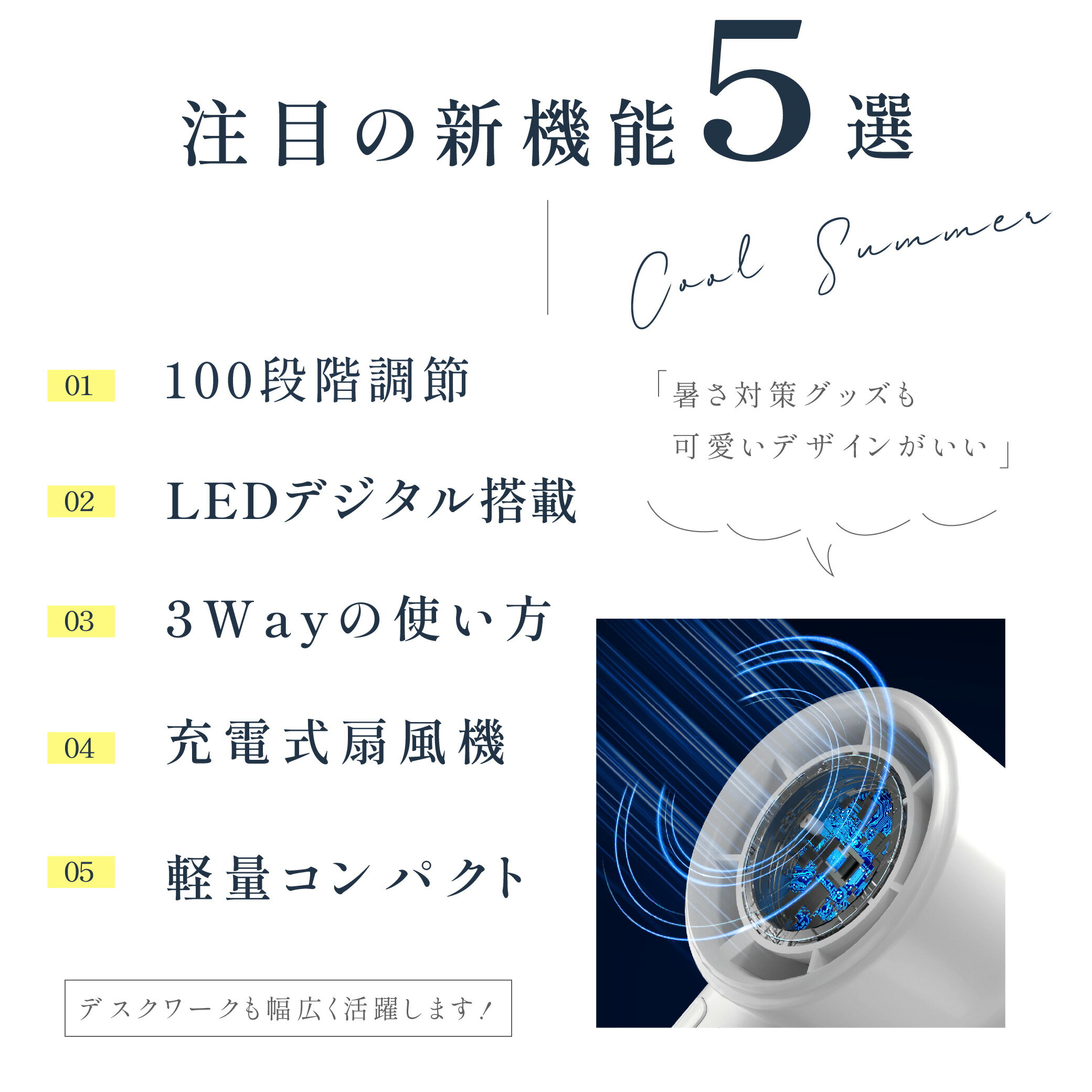 【5/23 20:00MAX99％OFF★クーポン公開中】 ハンディファン 1-100段階風量調節 大風...
