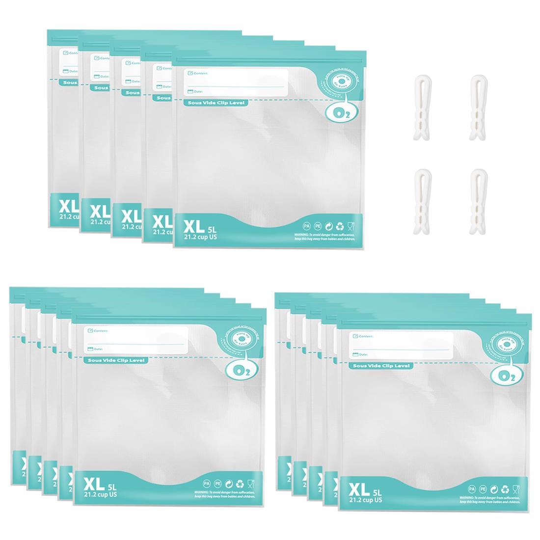 真空パック袋 繰り返し使える 真空パック袋 15枚入 (30*34cm) シーリングスライダー4個付き PA&PE素材 ..