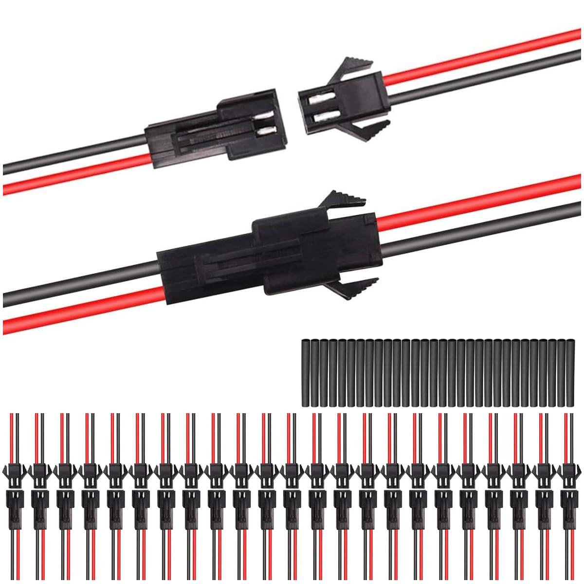 MKBKLLJY 25 ペア JST SM 2 ピンプラグオスとメスのコネクタアダプタ UL1007 22AWG 100mm 電気ケーブル..