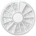 ESJNNK パール アソートパック ネイルパーツ 6サイズ 1.5mm 2mm 3mm 4mm 5mm 6mm 半円 ホワイト ミックス ジェルネイル ネイルアート (ホワイト)
