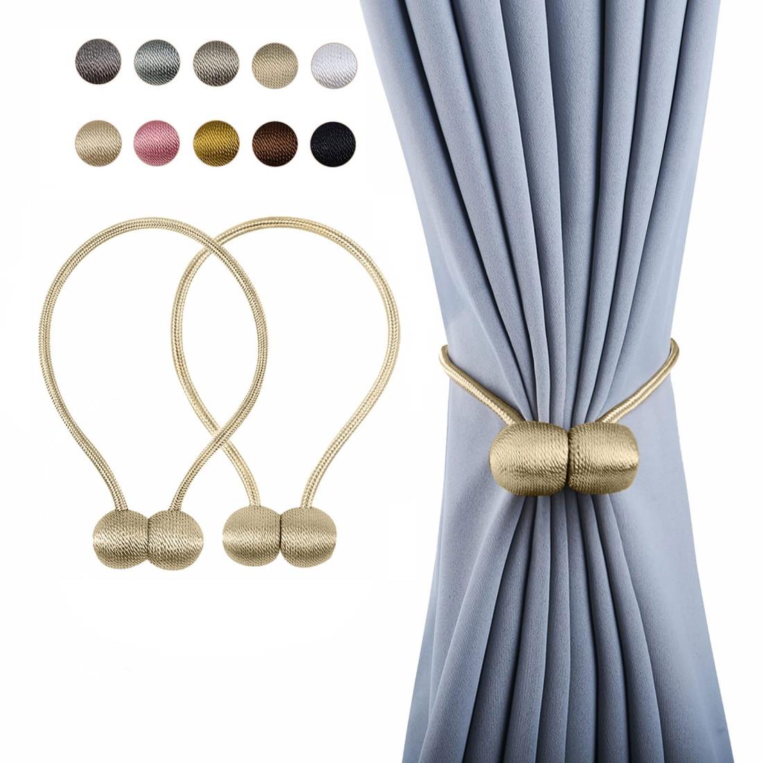 Hion （ベージュ）マグネット カーテンタッセル カーテン留め飾り 磁気 カーテンクリップ 強力 磁石 2個セット