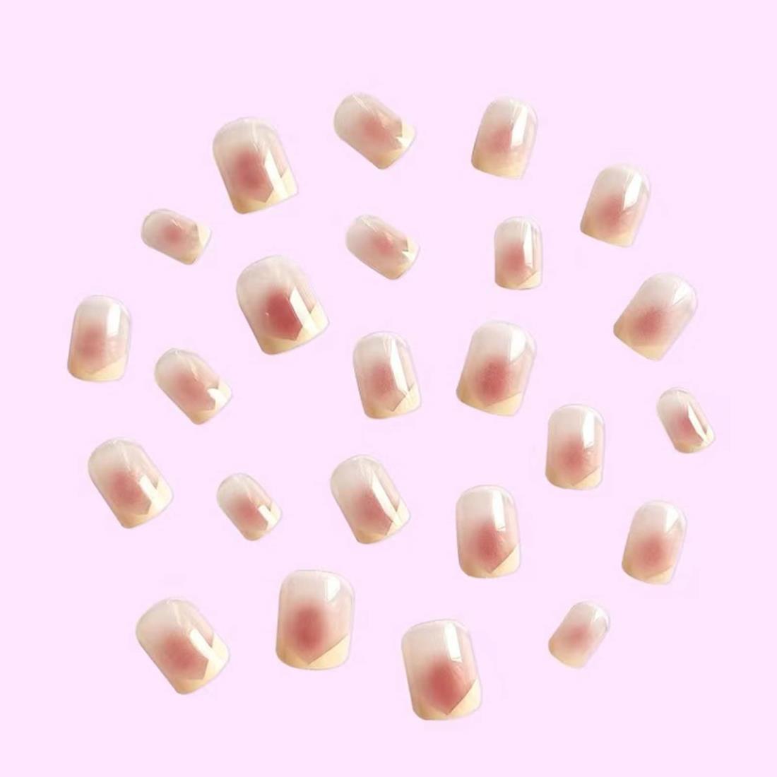 BHIDENAW ネイルチップ ショート 24枚入 人気 和風 かわいい シンプル おしゃれ 成人式 入学式 卒業式 結婚式 パーティー できます ネイルシール 花嫁ネイル 光沢 つけ爪 両面テープ ウッドスティック (若々しさ-M29, M)