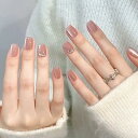 BHIDENAW ネイルチップ ショート 24枚入 人気 和風 かわいい シンプル おしゃれ 成人式 結婚式 パーティー 日常生活に使用できます 花嫁ネイル 光沢 つけ爪 両面テープ ウッドスティック ネイルファイル付き (若々しさ-66, M)