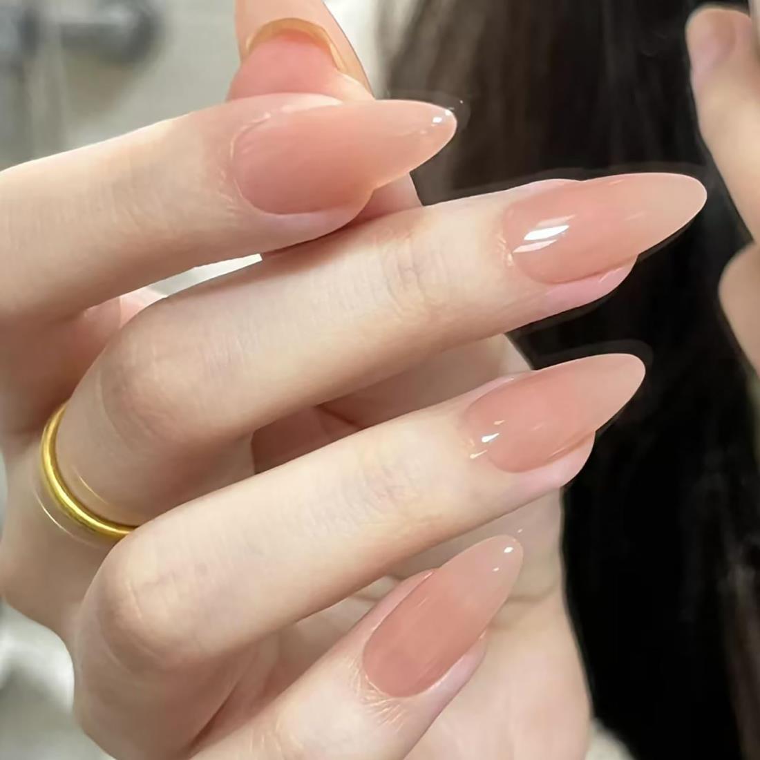 BHIDENAW ネイルチップ ショート 24枚入 人気 和風 かわいい シンプル おしゃれ 成人式 結婚式 パーティー 日常生活に使用できます 花嫁ネイル 光沢 つけ爪 両面テープ ウッドスティック ネイルファイル付き (若々しさ-T46, M)