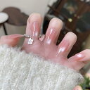 BHIDENAW ネイルチップ ショート 24枚入 人気 和風 かわいい シンプル おしゃれ 成人式 結婚式 パーティー 日常生活に使用できます 花嫁ネイル 光沢 つけ爪 両面テープ ウッドスティック ネイルファイル付き (若々しさ-T51, M)