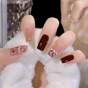 BHIDENAW ネイルチップ ショート 24枚入 人気 和風 かわいい シンプル おしゃれ 成人式 結婚式 パーティー 日常生活に使用できます 花嫁ネイル 光沢 つけ爪 両面テープ ウッドスティック ネイルファイル付き (若々しさ-E52, M)