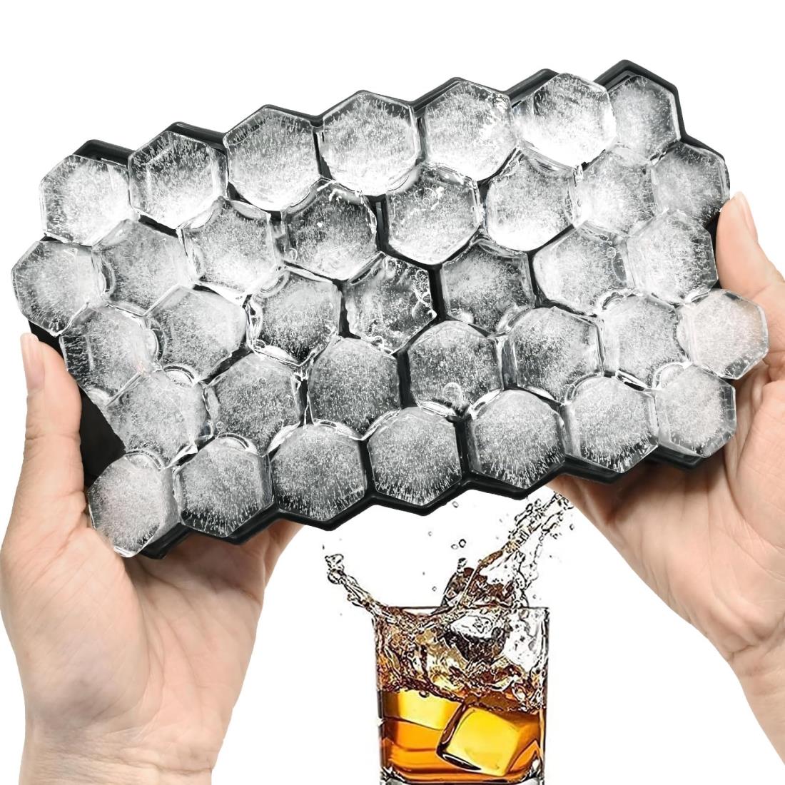 BaraRose 製氷皿 アイストレー シリコン ミニ 四角氷 製氷皿 氷モールド 製氷器 お茶やお酒用氷が作れる 37個取 取り出しやすい (ブラック)