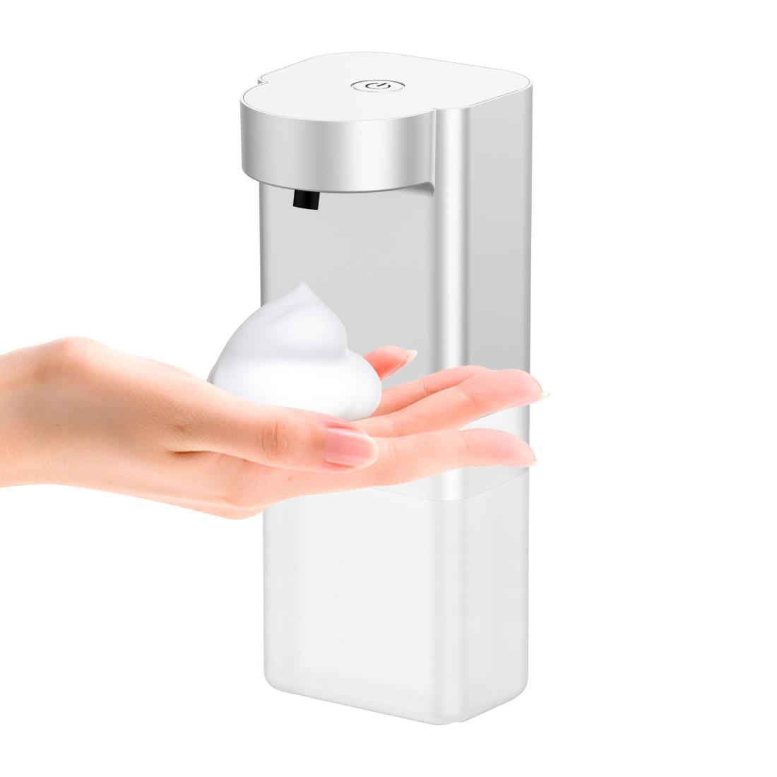 ソープディスペンサー 小型 泡 自動 ハンドソー プディスペンサー 吐出量3段階調 壁掛け オートディスペンサー 食器洗剤 キッチン 洗面所などに適用 ディスペンサー 浮かせる ハンドソ ープ 充電式 IPX5防水 gogorelax シルバー