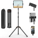 XXZU 182cm タブレット フロアスタンド 三脚 タブレット スタンド 床置き スマホ 三脚 360°回転可能 逆向き折り畳み 4段階伸縮 3段階開脚角度 安定 オンライン授業 4.7~12.9インチ Tablet/iPad/iPhone/Androidに対応