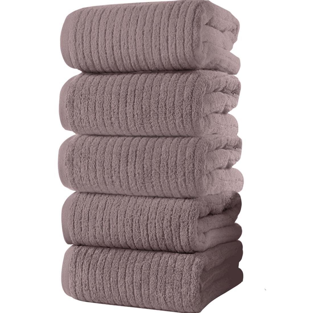 バスタオル [tkone 5枚セット 60*120cm ] フェイスタオル 強い吸水速乾 タオル ホテル仕様 手ぬぐい 大判 速乾 耐久性 ふわふわ 肌触り 瞬間吸水(ブラウン,バスタオル / 5枚組)