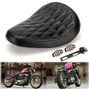 Karun ザーオートバイカスタムソロスプリングブラケットシートハードボトム ート ホンダ ヤマハ カワサキ スズキ チョッパー ボバー カスタムなどに適用 (ブラックシート A+ブロンズブラケット スプリ A)