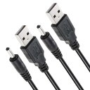 USB 充電ケーブル DCプラグ 直角/外径:3.5/ 内径:1.35 【50cm+100 2本セット】 5V/3A対応 急速充電 USB(A) to DCジャック 電源コード デスクライト/ファン/FOREO Luna洗顔ブラシ/電動歯ブラシ/除湿器/防犯カメラ/スピーカー/バートルなどに対応 黒