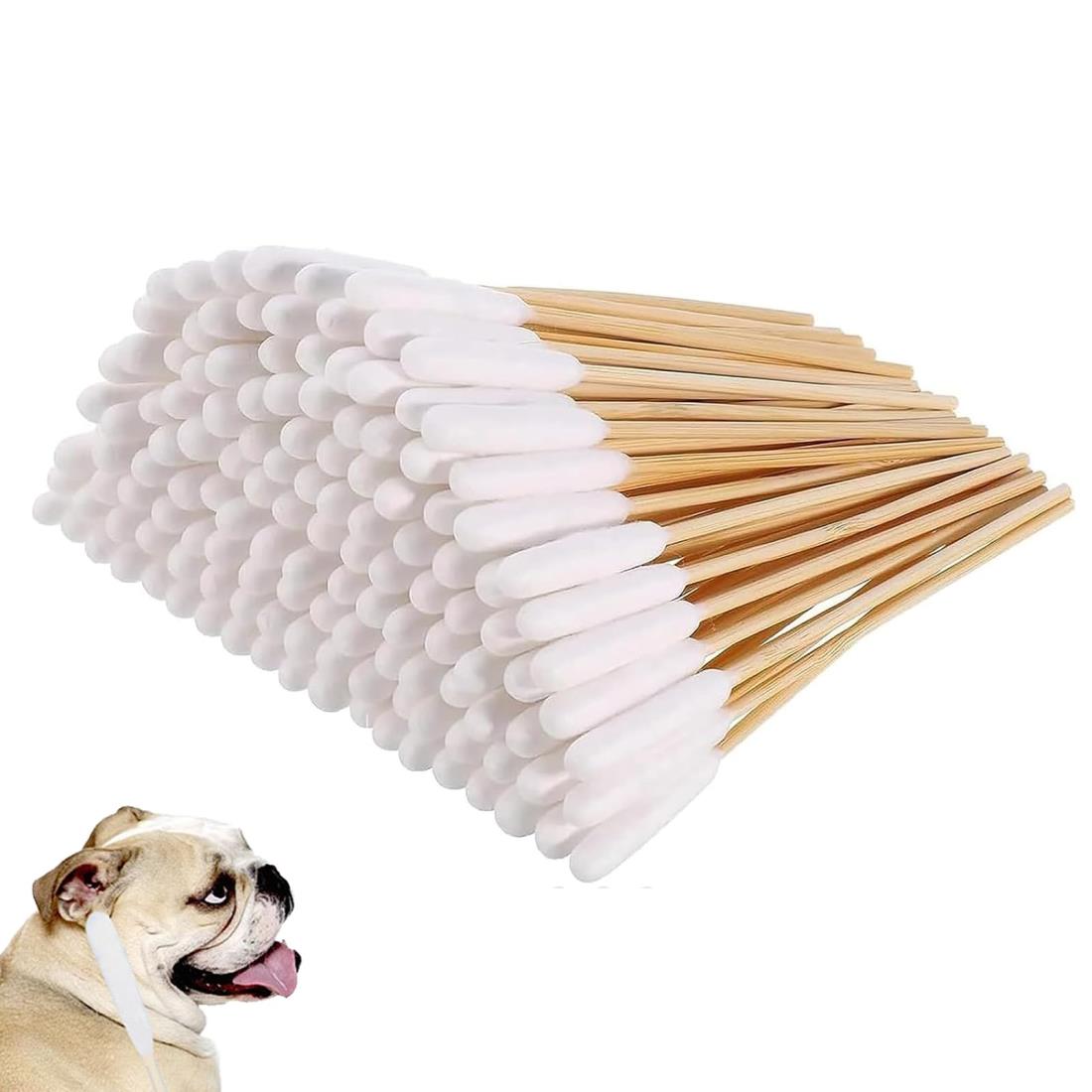 LKCCTK 長い綿棒 犬 猫 綿棒 犬 耳掃除 汚れ落とし 肌に優しい 長い柄付き 使い捨てペット綿棒 耳のケ..
