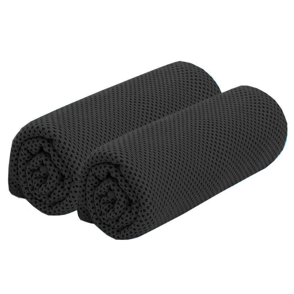 冷感タオル 黒 濡らして振ると冷える 瞬間冷却 涼しい アイスタオル 冷たい ひんやりクール 涼感 冷却 ..