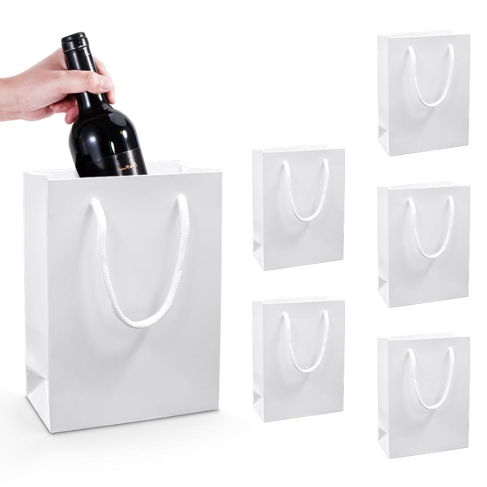 紙袋 手提げ プレゼント袋 ギフトバッグ 小 引き出物袋 縦型 おしゃれ 厚手タイプ 丈夫で耐久性があり 再利用可能 クラフト紙袋 結婚式 包装 パーティー 誕生日 ホワイトデー 贈り物 お土産 クリスマス用ギフトバッグ（20*10*28cm・6枚セット・白）
