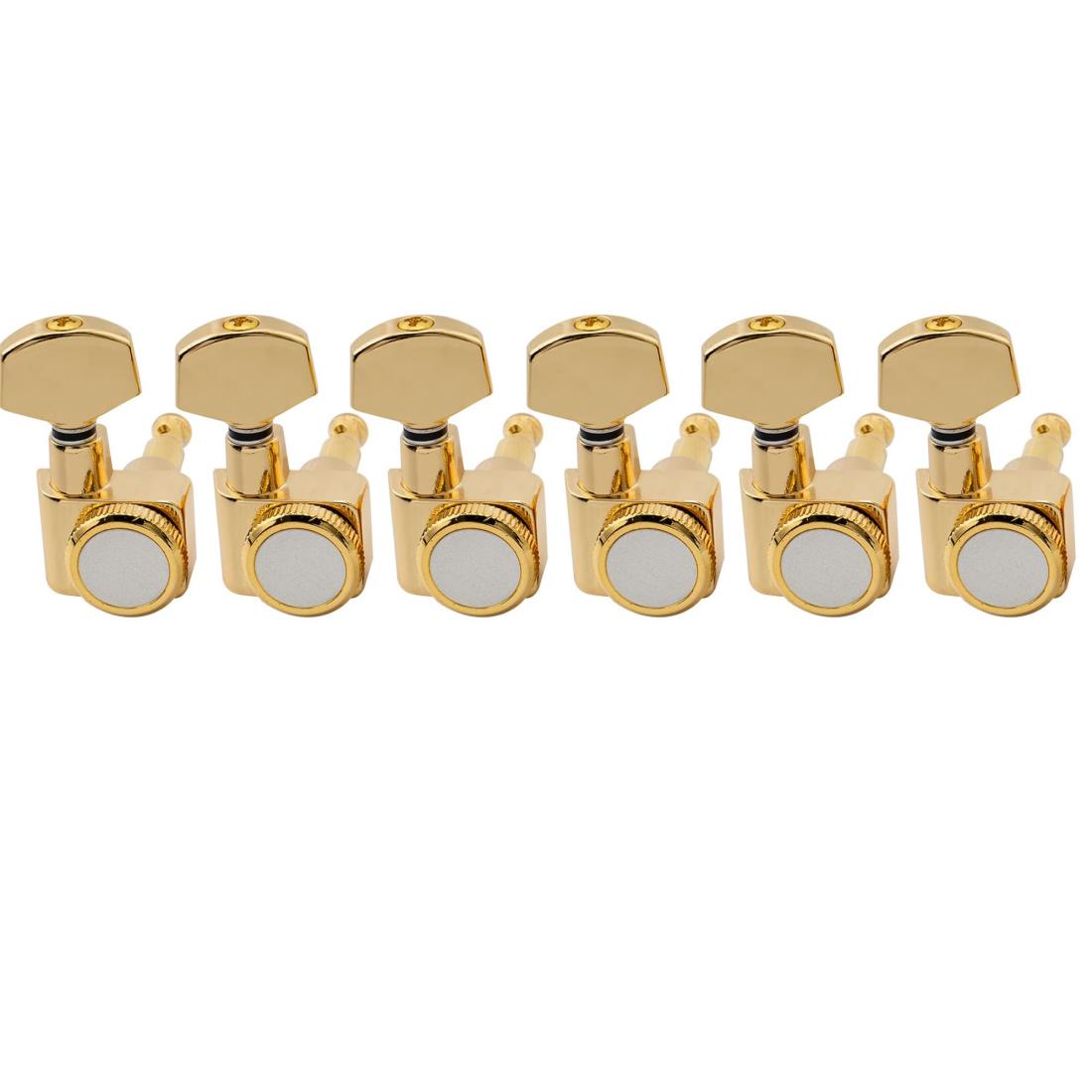 Musiclily Pro 6連 2ピンギターロックペグ Locking Tuners ストラトStrat/テレキャスターTele エレキギター用、ゴールド
