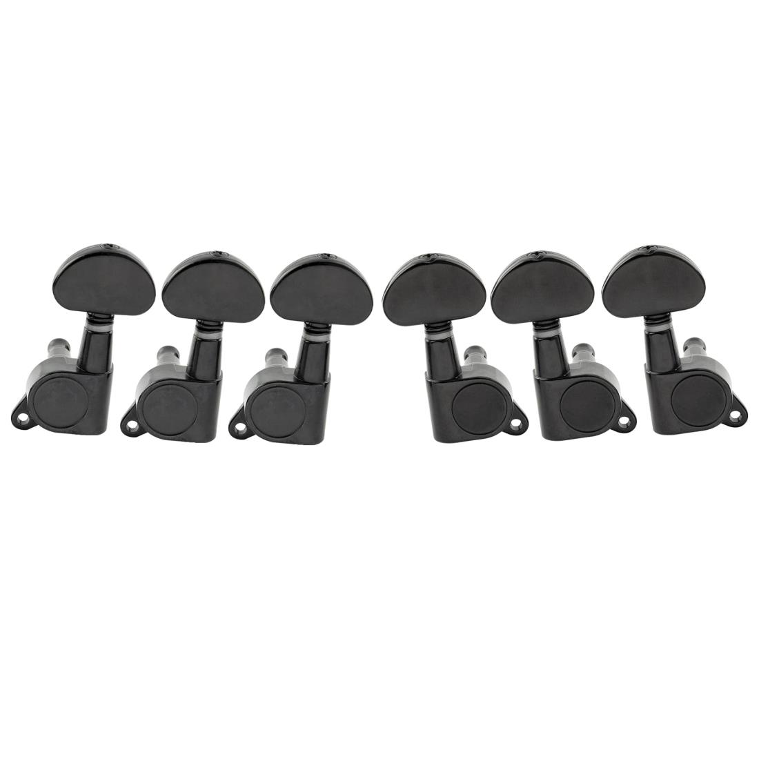 Musiclily Pro 3対3 ギター用ペグ、ハーフムーンボタンブラック