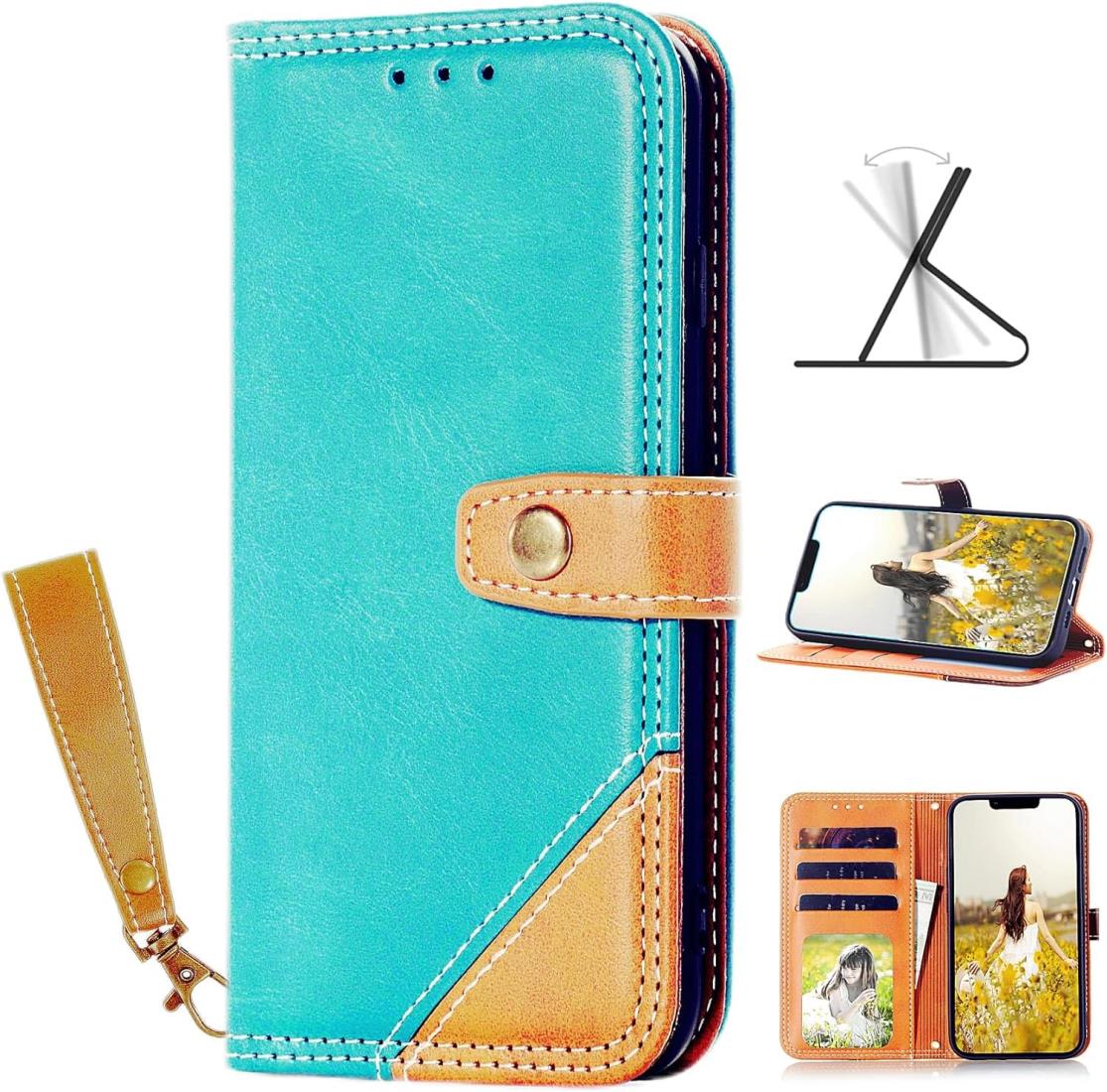 【MUOUID】Pixel 8a 用のケース 手帳型 ピクセル8a用の ケース ストラップ付 Pixel 8a用のスマホケース カード入れ収納 スタンド機能 マグネット式Pixel 8a用の ケース財布型 ターコイズ