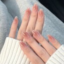 BHIDENAW ネイルチップ ショート 24枚入 人気 和風 かわいい シンプル おしゃれ 成人式 結婚式 パーティー 日常生活に使用できます 花嫁ネイル 光沢 つけ爪 両面テープ ウッドスティック (一目惚れ T15, M)