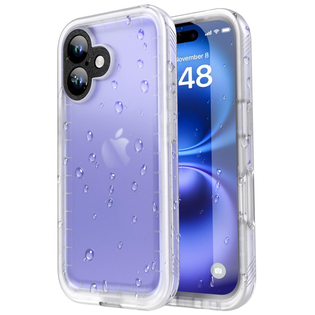 SPORTLINK iPhone 16 用 防水ケース - iPhone 16 ケース スクラブ クリア - IP68規格防水等級 防雪 防..