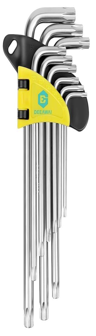 DeeAWai 星型レンチセット L型 9本組 | T10 T15 T20 T25 T27 T30 T40 T45 T50 Cr-V クロムバナジウム鋼..