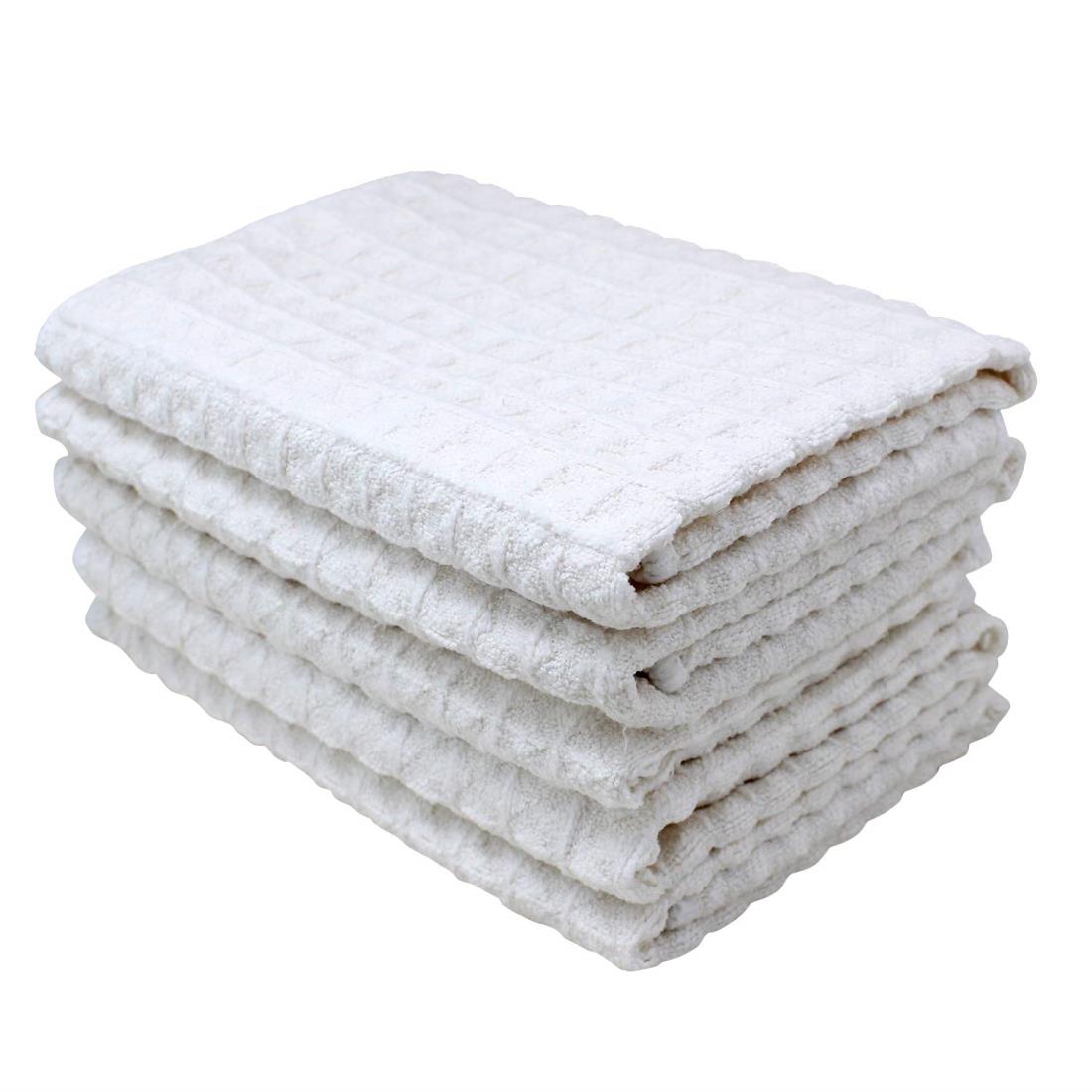 ふきん マイクロファイバー布巾 強力吸水 速乾 雑巾 食器 拭きガラス 窓鏡 キッチンタオル 台拭き 掃除用品 ワッフル調 キッチンクロス (白雲)