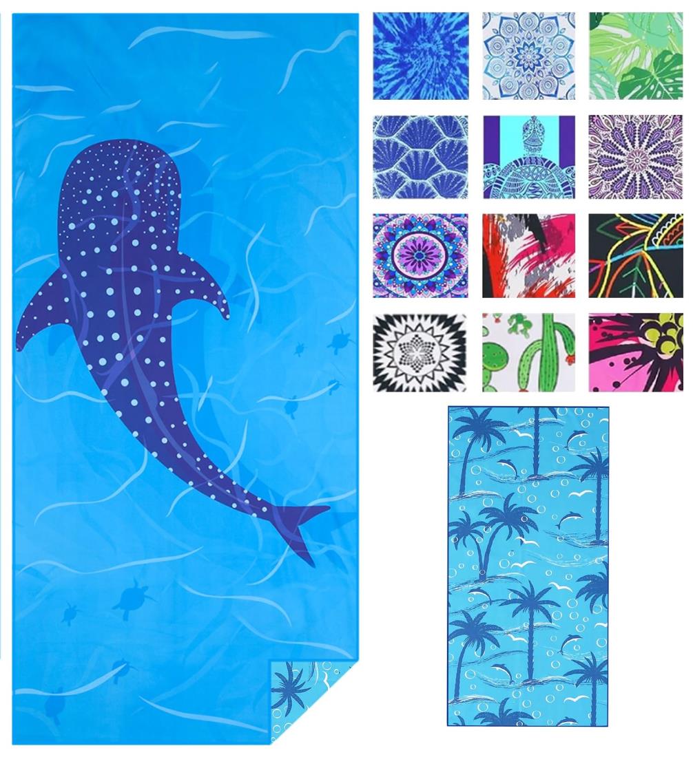 軽量の薄い ビーチタオル マイクロファイバーの大型 超大サンドフリータオルクイックドライタオル旅行キャンププールスイムビーチアクセサリー休暇必需品ギフト