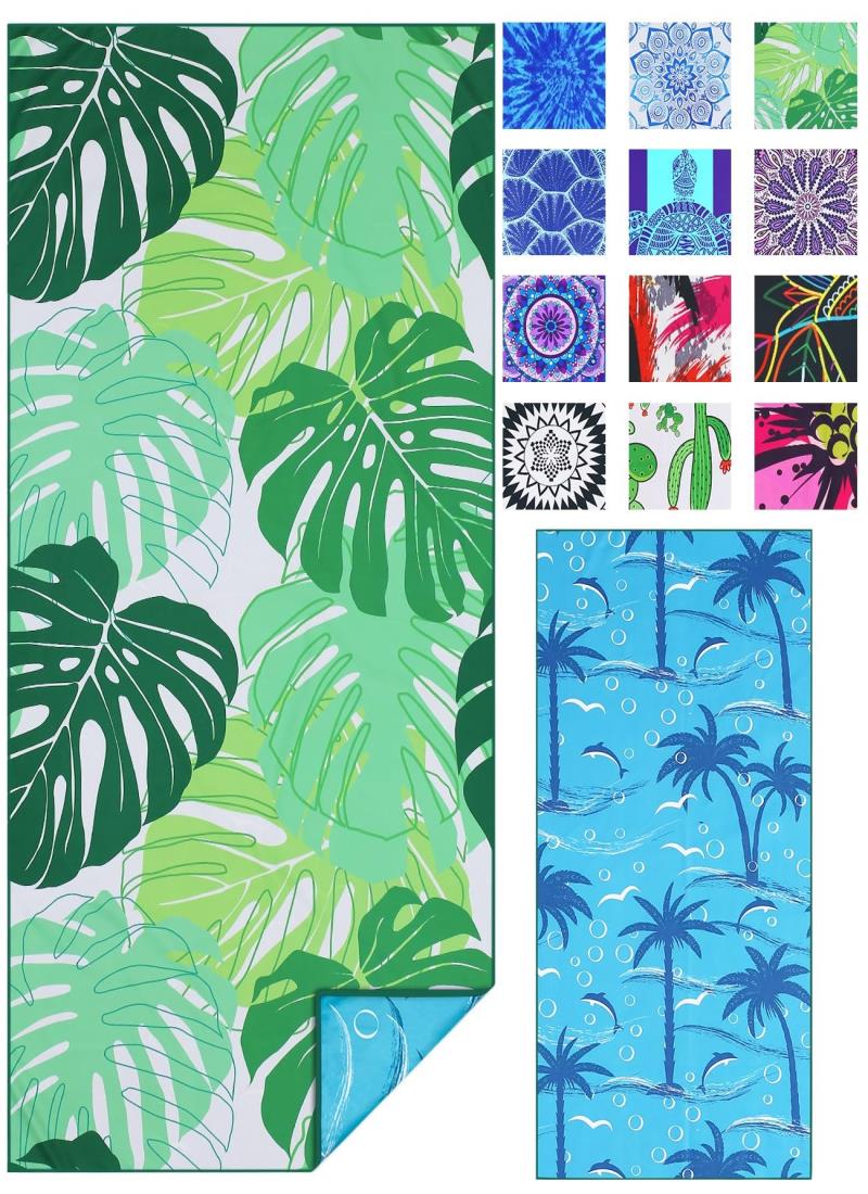 軽量の薄い ビーチタオル マイクロファイバーの大型 超大サンドフリータオルクイックドライタオル旅行キャンププールスイムビーチアクセサリー休暇必需品ギフト