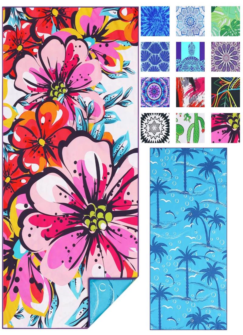 軽量の薄い ビーチタオル マイクロファイバーの大型 超大サンドフリータオルクイックドライタオル旅行キャンププールスイムビーチアクセサリー休暇必需品ギフト