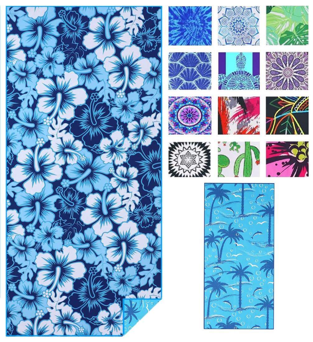 軽量の薄い ビーチタオル マイクロファイバーの大型 超大サンドフリータオルクイックドライタオル旅行キャンププールスイムビーチアクセサリー休暇必需品ギフト