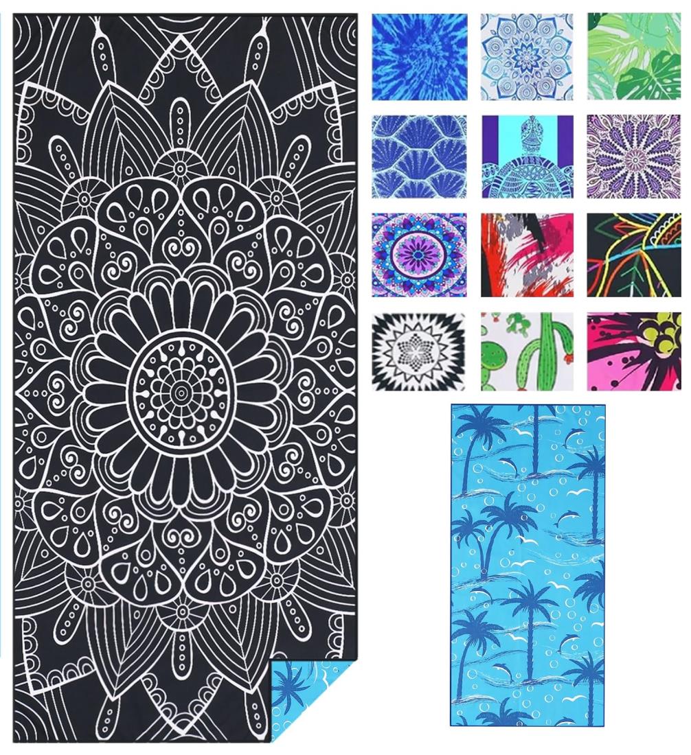 軽量の薄い ビーチタオル マイクロファイバーの大型 超大サンドフリータオルクイックドライタオル旅行キャンププールスイムビーチアクセサリー休暇必需品ギフト