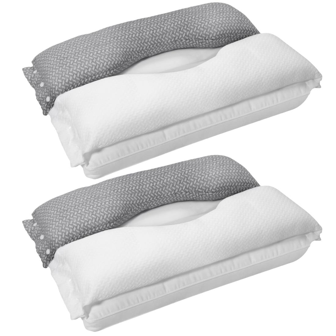 【2個セット】Juliyas 枕 首が痛くならない 人気 まくら 安眠枕【二層構造•耳と後頭部の凹型中空設計】低反発 高反発 抱き枕 いびき防止 首や肩の負担にならない 立体構造40x60cm 6/10cm高さ調節可能 横向き•仰向き•うつ伏せ寝対応 丸洗い ホワイトグレー