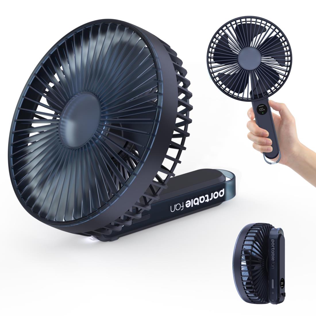 卓上扇風機 静音 小型【折り畳み収納可能·1台多役·最大直径広角送风】携帯扇風機 4WAY (卓上・吊り下げ・ハンディ・壁掛け) ハンディファン用可能 手持ちせんぷうき 薄型 180°角度調整 4段階風量 6000mAhバッテリー内蔵 充電式 ミニ扇風機 デスク/キャンプ/車内/オフィス用