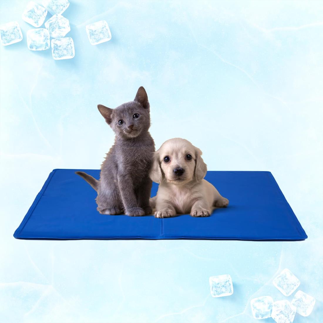 ペット ひんやりマット ペット用ひんやりマット 犬 猫 クールマット 冷却ジェルマット 冷感 多用途 熱中症対策 涼感 柔らかい 折り畳み可 ポリ塩化ビニル (ブルー, 65*50 cm)